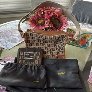 EUC fendi bag with free wallet and a dust bag for each item